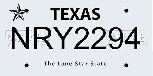 NRY2294 Texas License Plate