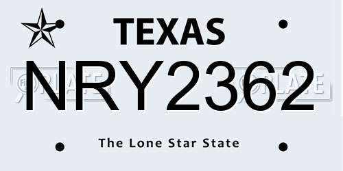 NRY2362 Texas License Plate