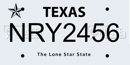 NRY2456 Texas License Plate