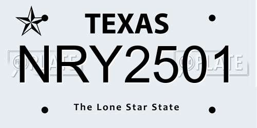 NRY2501 Texas License Plate