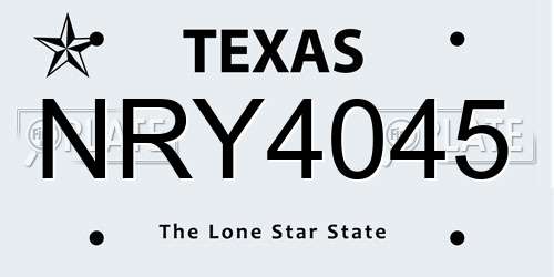 NRY4045 Texas License Plate