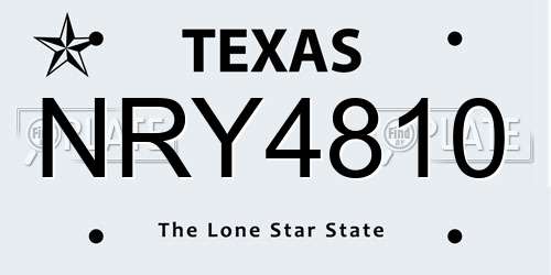 NRY4810 Texas License Plate