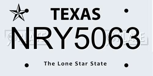 NRY5063 Texas License Plate