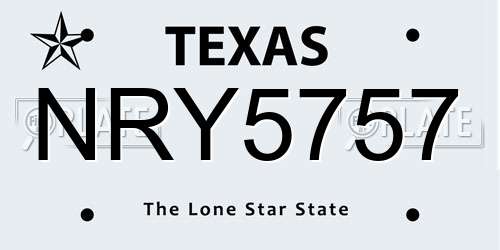 NRY5757 Texas License Plate
