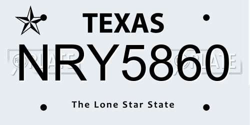 NRY5860 Texas License Plate
