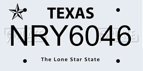 NRY6046 Texas License Plate