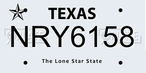 NRY6158 Texas License Plate