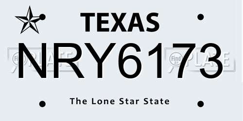NRY6173 Texas License Plate