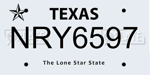 NRY6597 Texas License Plate