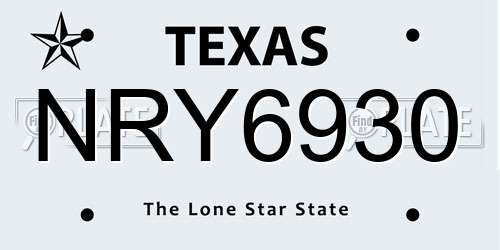 NRY6930 Texas License Plate