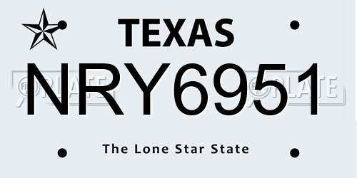 NRY6951 Texas License Plate