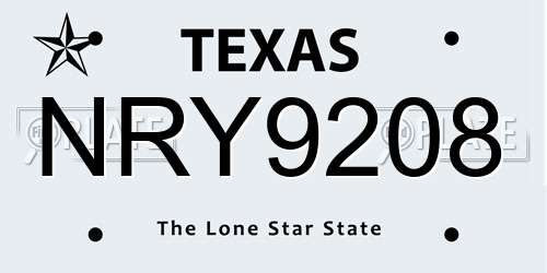 NRY9208 Texas License Plate