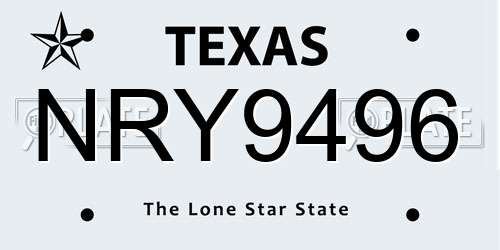 NRY9496 Texas License Plate