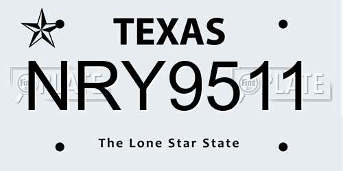 NRY9511 Texas License Plate