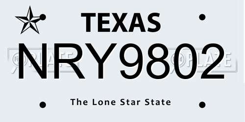 NRY9802 Texas License Plate