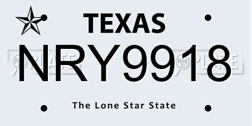 NRY9918 Texas License Plate