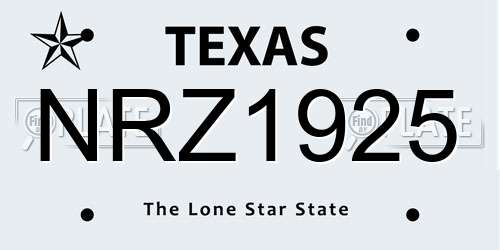 NRZ1925 Texas License Plate