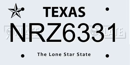 NRZ6331 Texas License Plate