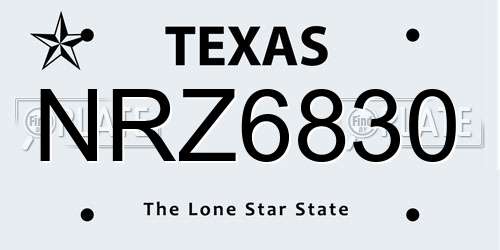 NRZ6830 Texas License Plate