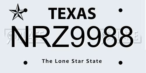 NRZ9988 Texas License Plate