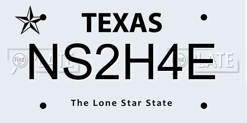 NS2H4E Texas License Plate