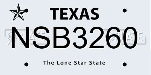 NSB3260 Texas License Plate