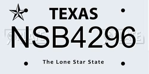 NSB4296 Texas License Plate