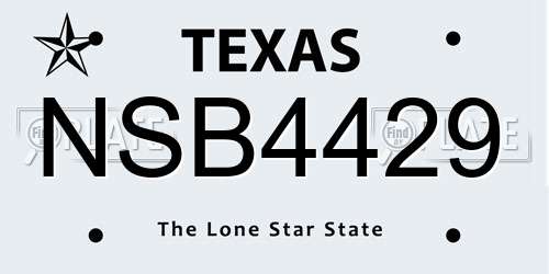 NSB4429 Texas License Plate
