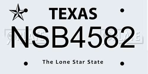 NSB4582 Texas License Plate