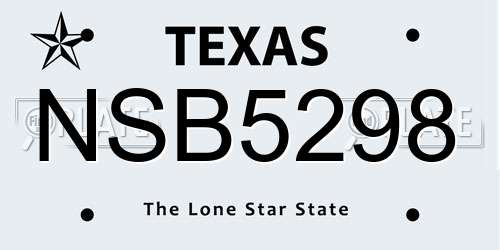 NSB5298 Texas License Plate