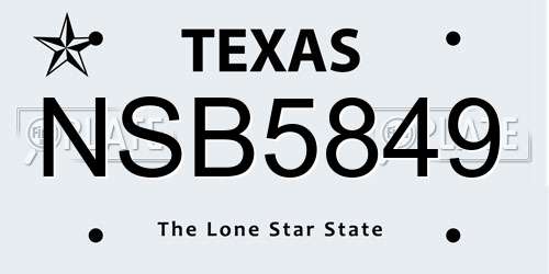 NSB5849 Texas License Plate