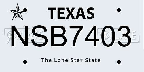 NSB7403 Texas License Plate