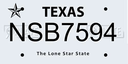 NSB7594 Texas License Plate