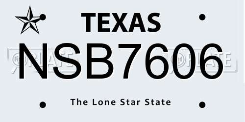 NSB7606 Texas License Plate