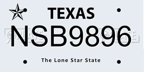 NSB9896 Texas License Plate
