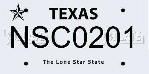 NSC0201 Texas License Plate