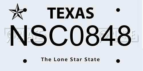 NSC0848 Texas License Plate