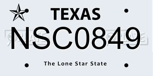 NSC0849 Texas License Plate