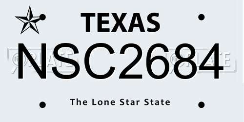 NSC2684 Texas License Plate