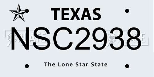 NSC2938 Texas License Plate