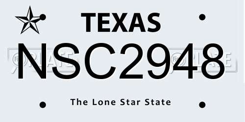 NSC2948 Texas License Plate