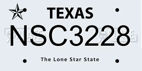 NSC3228 Texas License Plate