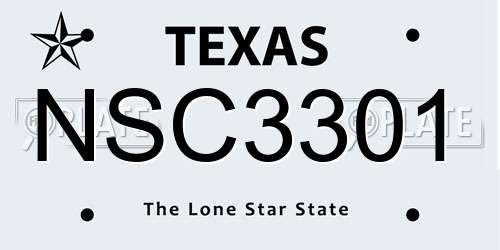 NSC3301 Texas License Plate