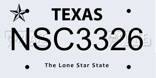 NSC3326 Texas License Plate