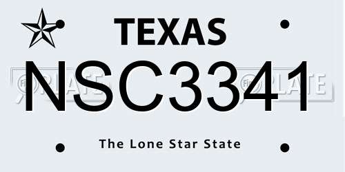 NSC3341 Texas License Plate