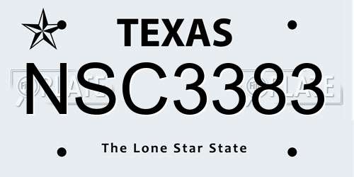 NSC3383 Texas License Plate