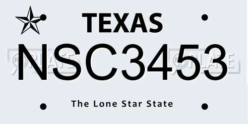 NSC3453 Texas License Plate