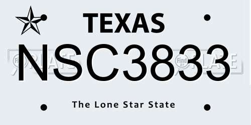 NSC3833 Texas License Plate