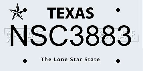 NSC3883 Texas License Plate