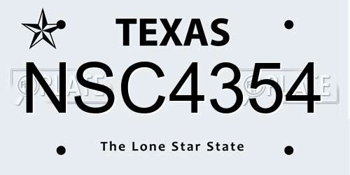 NSC4354 Texas License Plate
